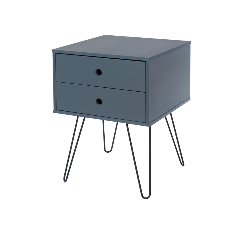 Telford, Metal Leg 2 Drawer Bedside Cabinet