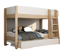 Trio Bunk Bed With Trundle (White & Oak)