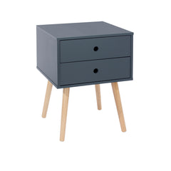 Scandia, 2 Drawer & Wood Legs Bedside Cabinet