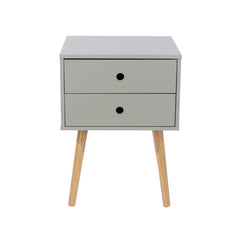 Scandia, 2 Drawer & Wood Legs Bedside Cabinet