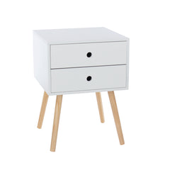 Scandia, 2 Drawer & Wood Legs Bedside Cabinet