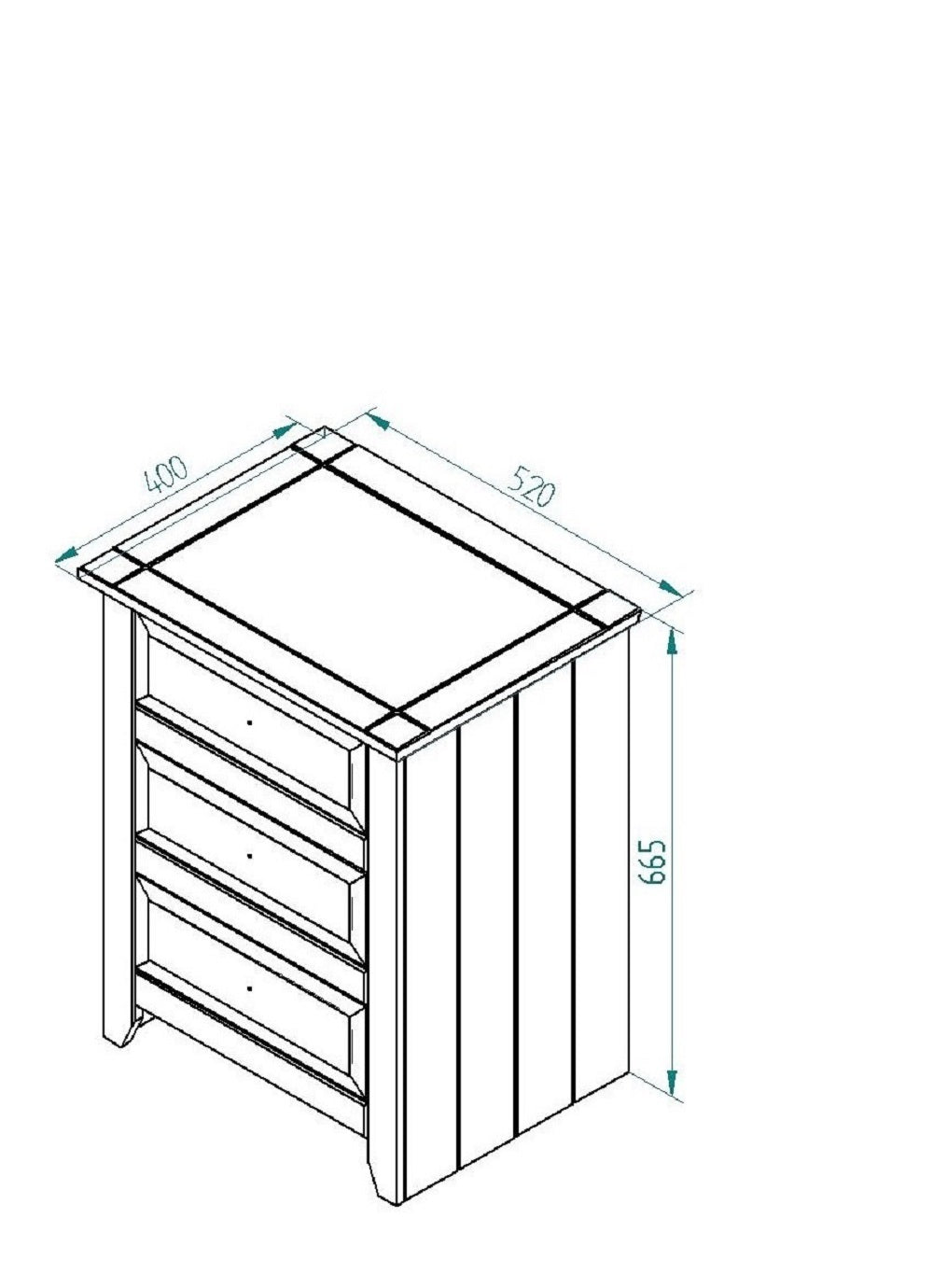 3 Drawer Bedside Cabinet