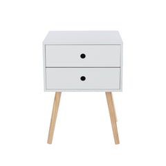 Scandia, 2 Drawer & Wood Legs Bedside Cabinet