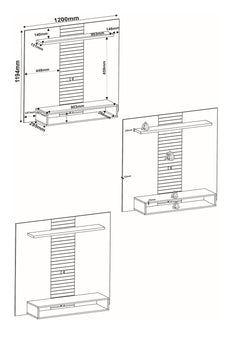 Fixed Tv Wall Panel With Shelf and Storage, Oak Effect & Grey