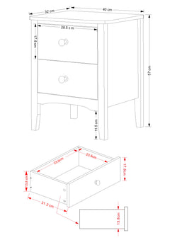 2 Drawer Bedside Cabinet