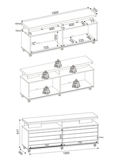 Widescreen Tv Unit, Oak Effect & Grey