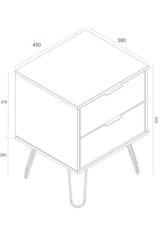 Image of 2 Drawer Bedside Cabinet