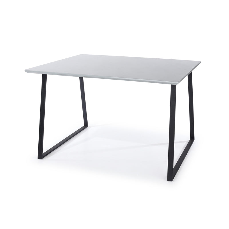 Rectangular Table With Black Metal Legs, High Gloss Grey