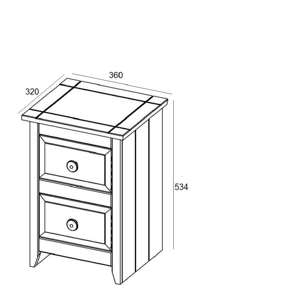 2 Drawer Petite Bedside Cabinet