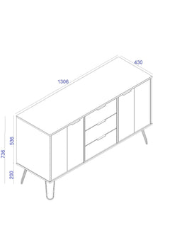Medium Sideboard With 2 Door, 3 Drawers