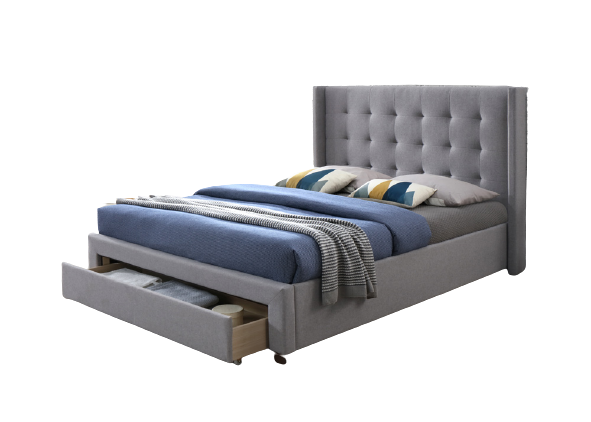 Grey Front Drawer Fabric Bed