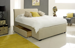 Fabric 2 Drawer Bed - Stone