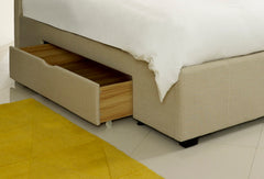 Fabric 2 Drawer Bed - Stone