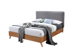Beech Wood & Grey Fabric Bed