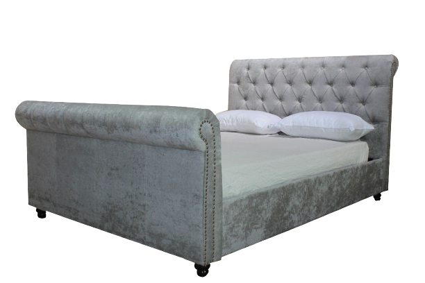 Silver Fabric Bed