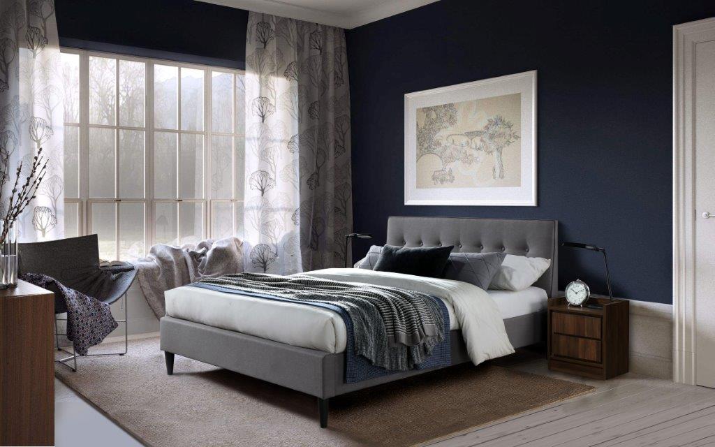 Standard Grey Fabric Bed