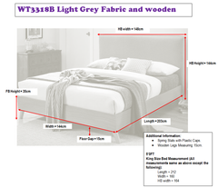 Beech Wood & Grey Fabric Bed