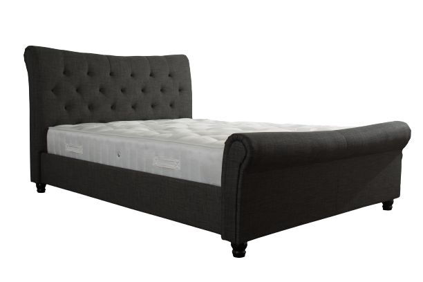 Scroll Grey Fabric Bed