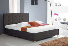 Standard Fabric Button Charcoal Bed