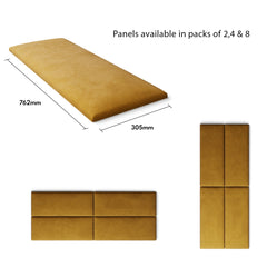 Aspire EasyMount Wall Mounted Upholstered Panels - Modular DIY Headboard - Plush Velvet - Ochre
