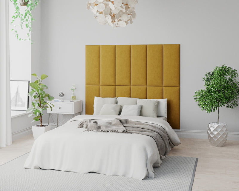 Aspire EasyMount Wall Mounted Upholstered Panels - Modular DIY Headboard - Plush Velvet - Ochre