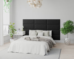 Aspire EasyMount Wall Mounted Upholstered Panels - Modular DIY Headboard - Plush Velvet - Ebony