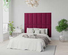 Aspire EasyMount Wall Mounted Upholstered Panels - Modular DIY Headboard - Plush Velvet - Berry