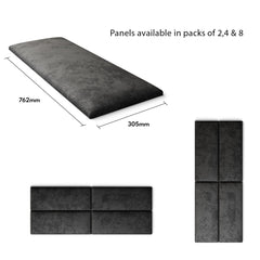 Aspire EasyMount Wall Mounted Upholstered Panels - Modular DIY Headboard - Mirazzi Velvet - Black