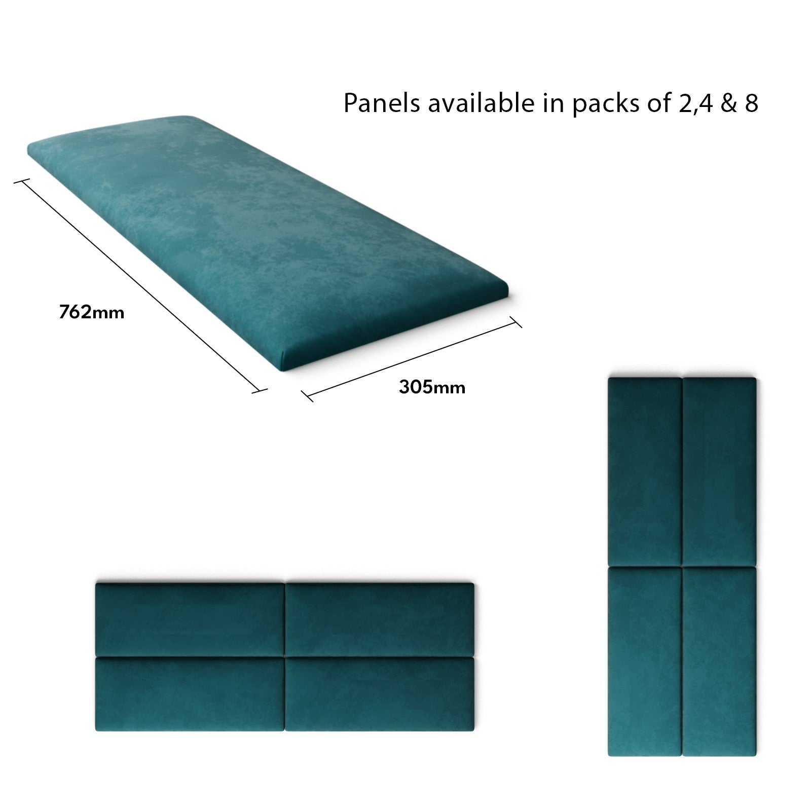 Aspire EasyMount Wall Mounted Upholstered Panels - Modular DIY Headboard - Plush Velvet - Emerald