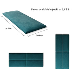 Aspire EasyMount Wall Mounted Upholstered Panels - Modular DIY Headboard - Plush Velvet - Emerald