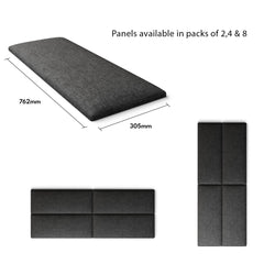 Aspire EasyMount Wall Mounted Upholstered Panels - Modular DIY Headboard - Saxon Twill - Charcoal