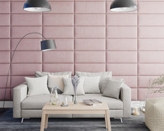 Aspire EasyMount Wall Mounted Upholstered Panels - Modular DIY Headboard - Pure Pastel Cotton - Tea Rose