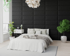 Aspire EasyMount Wall Mounted Upholstered Panels - Modular DIY Headboard - Plush Velvet - Ebony