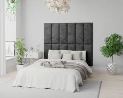 Aspire EasyMount Wall Mounted Upholstered Panels - Modular DIY Headboard - Mirazzi Velvet - Black