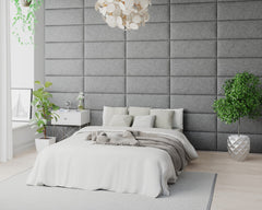 Aspire EasyMount Wall Mounted Upholstered Panels - Modular DIY Headboard - Saxon Twill - Grey