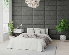 Aspire EasyMount Wall Mounted Upholstered Panels - Modular DIY Headboard - Kimiyo Linen - Granite