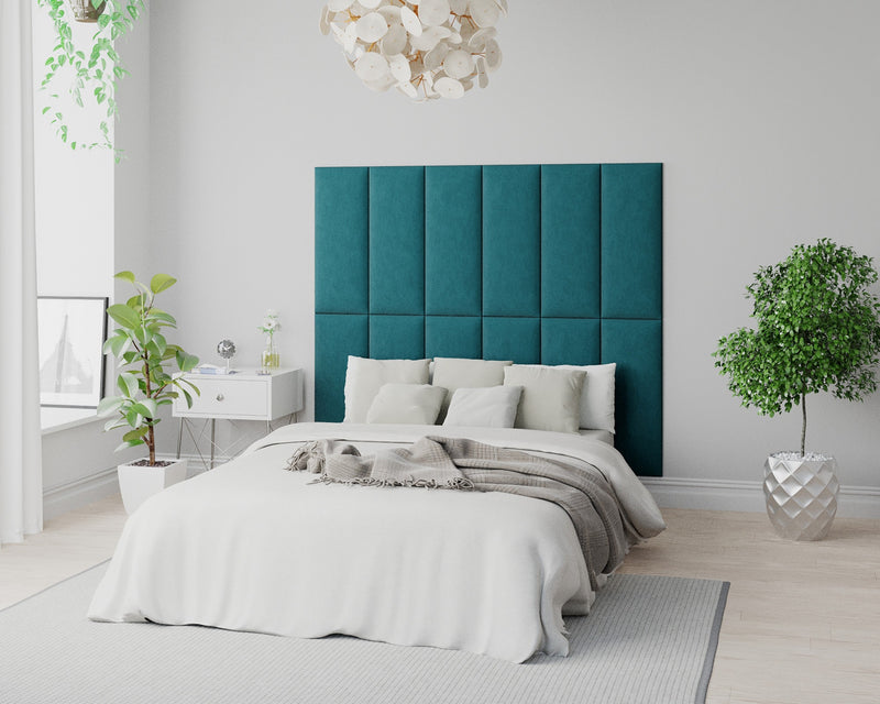 Aspire EasyMount Wall Mounted Upholstered Panels - Modular DIY Headboard - Plush Velvet - Emerald