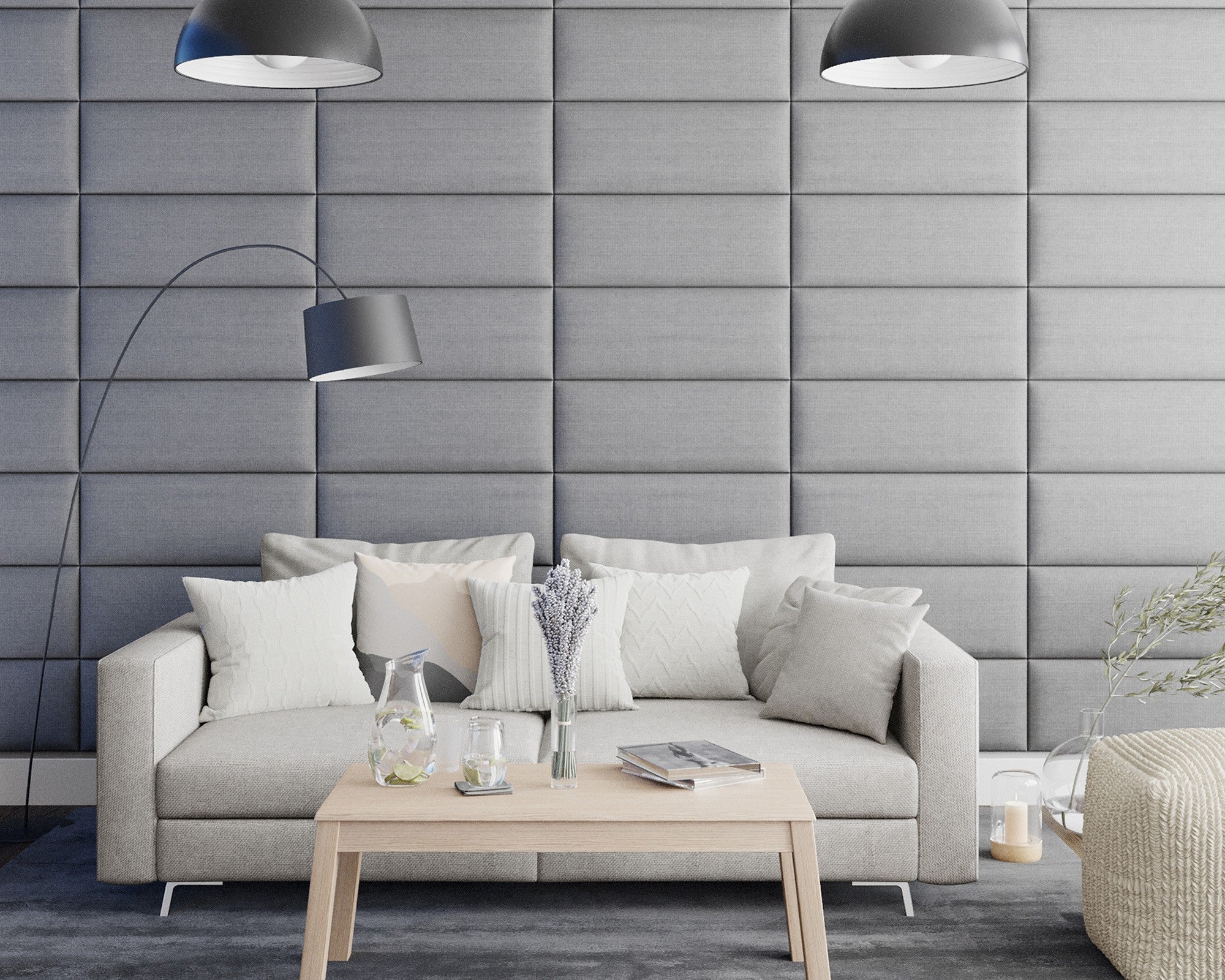 Aspire EasyMount Wall Mounted Upholstered Panels - Modular DIY Headboard - Eire Linen - Grey