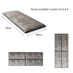 Aspire EasyMount Wall Mounted Upholstered Panels - Modular DIY Headboard - Distressed Velvet - Slate