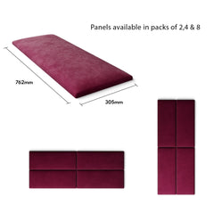 Aspire EasyMount Wall Mounted Upholstered Panels - Modular DIY Headboard - Plush Velvet - Berry