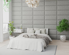 Aspire EasyMount Wall Mounted Upholstered Panels - Modular DIY Headboard - Plush Velvet - Light Silver