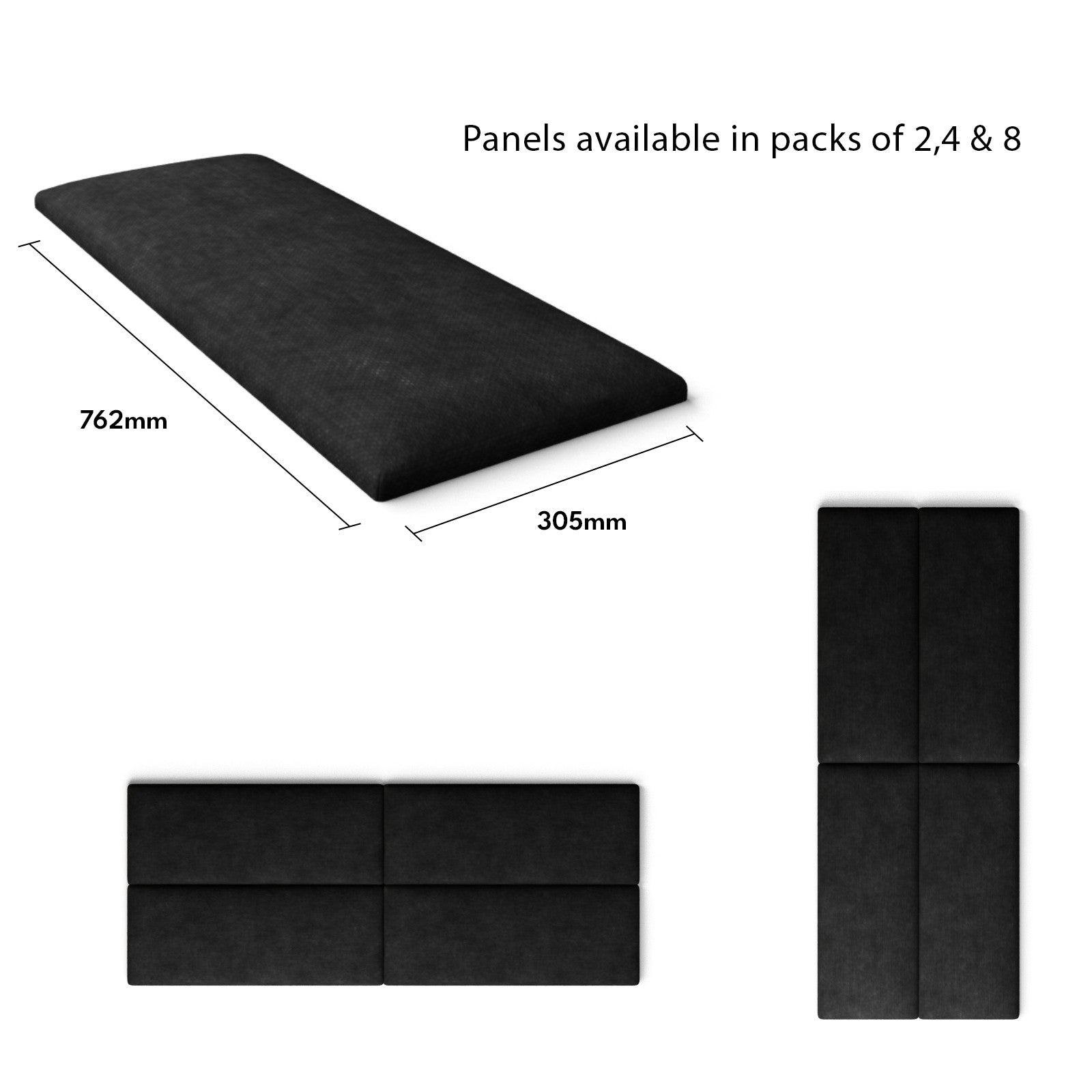 Aspire EasyMount Wall Mounted Upholstered Panels - Modular DIY Headboard - Kimiyo Linen - Charcoal