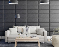 Aspire EasyMount Wall Mounted Upholstered Panels - Modular DIY Headboard - Saxon Twill - Charcoal