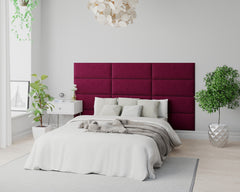 Aspire EasyMount Wall Mounted Upholstered Panels - Modular DIY Headboard - Plush Velvet - Berry