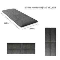 Aspire EasyMount Wall Mounted Upholstered Panels - Modular DIY Headboard - Firenza Velour - Charcoal