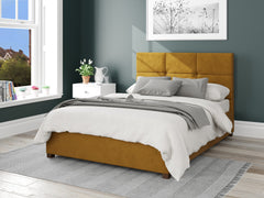Caine Fabric Ottoman Bed - Plush Velvet - Ochre