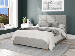 Caine Fabric Ottoman Bed - Plush Velvet - Light Silver