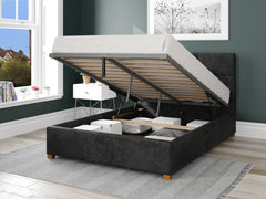 Caine Fabric Ottoman Bed - Mirazzi Velvet - Black