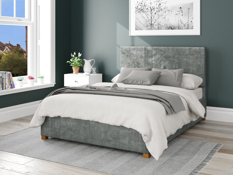 Garland Fabric Ottoman Bed - Distressed Velvet - Platinum