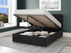 Garland Fabric Ottoman Bed - Plush Velvet - Ebony